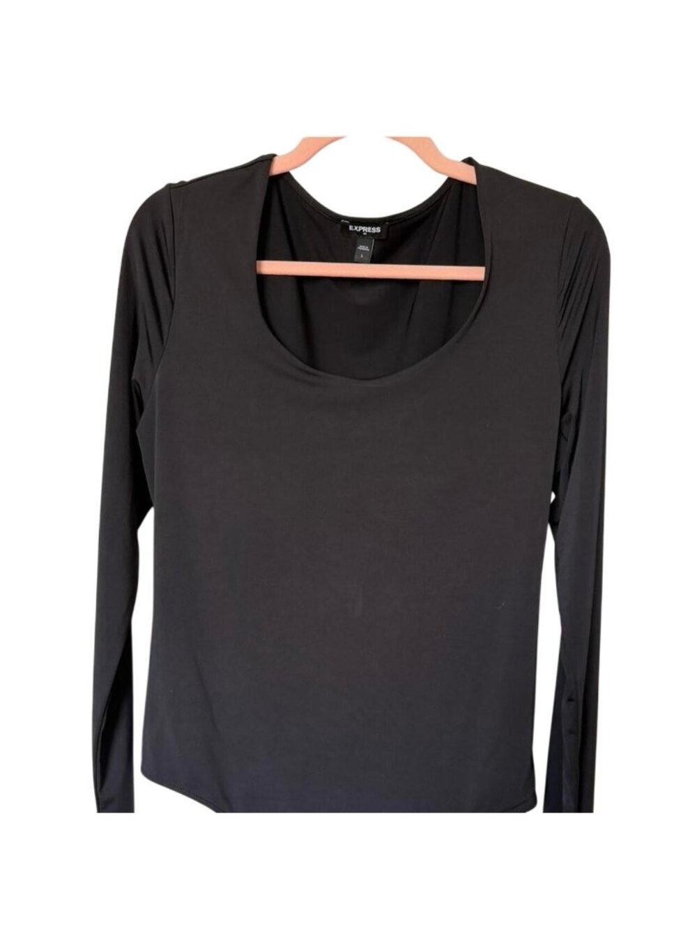 Express Black Long Sleeve Scoop Neck Bodysuit Snap Crotch Women's Size L